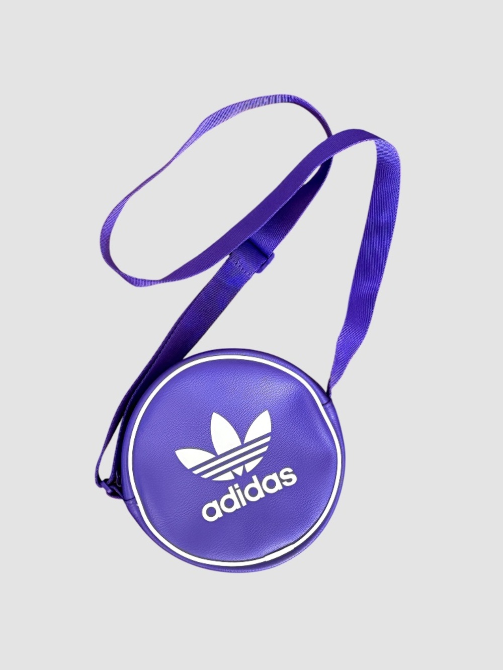 ADIDAS Purple Shoulder Bag / round purse with white piping trefoil - sold out!